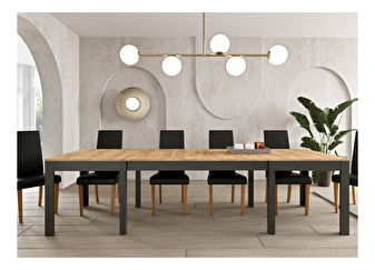 Jedálenský stôl Weston (dub + čierna) (pre 6-8 osôb)