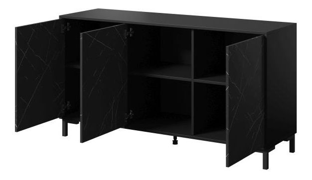 Komoda Mardell (čierna + čierny mramor)