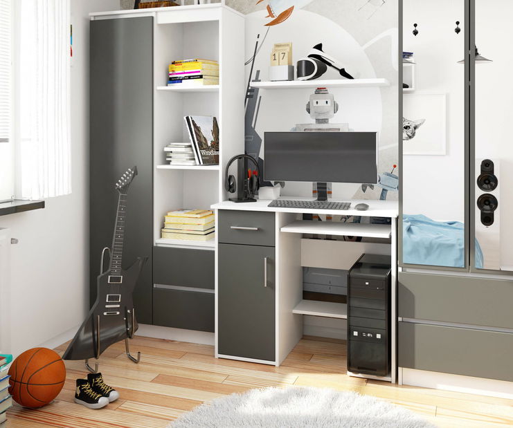 PC asztal Jaloms (fehér + szürke) *bazár