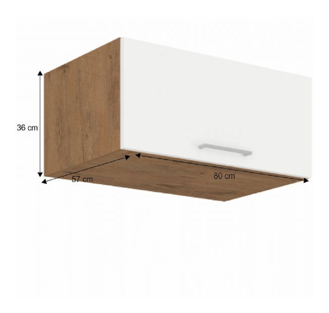 Felső konyhaszekrény 80 NAGU-36 1F Velaga (fényes fehér + lancelot tölgy)