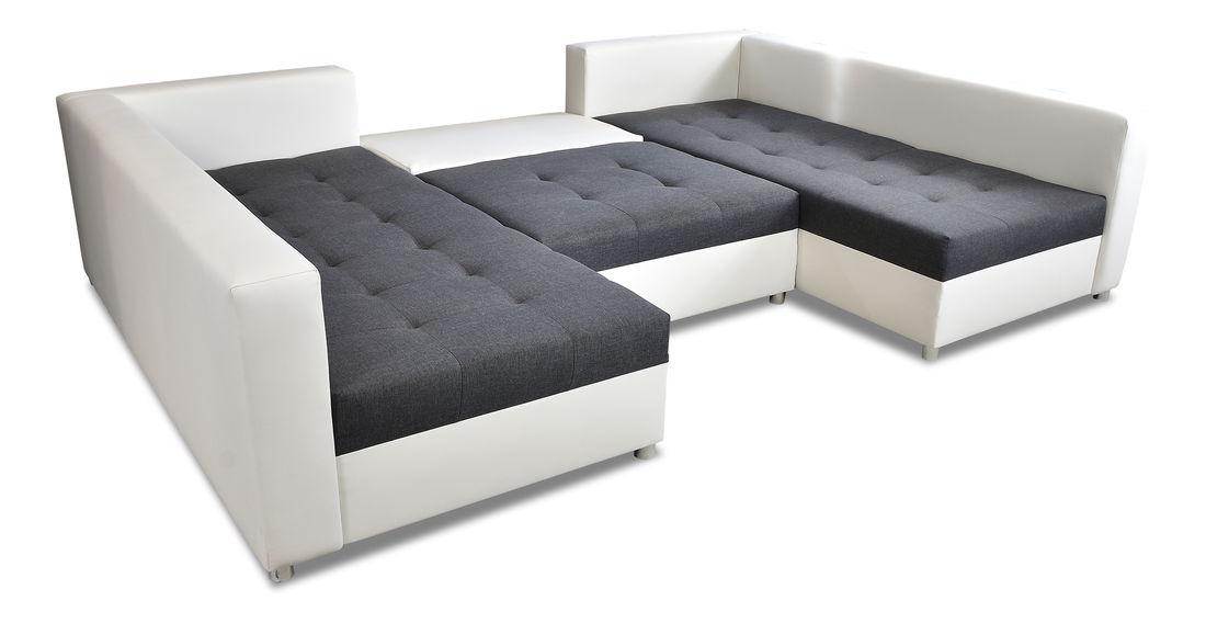 Rohová sedačka U Deron  (s taburetkou) (L) (sivá + čierna)