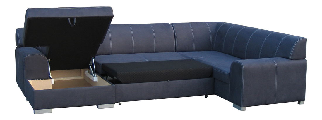 Rohová sedačka U Bovo U (čierna ekokoža) (L) *výpredaj