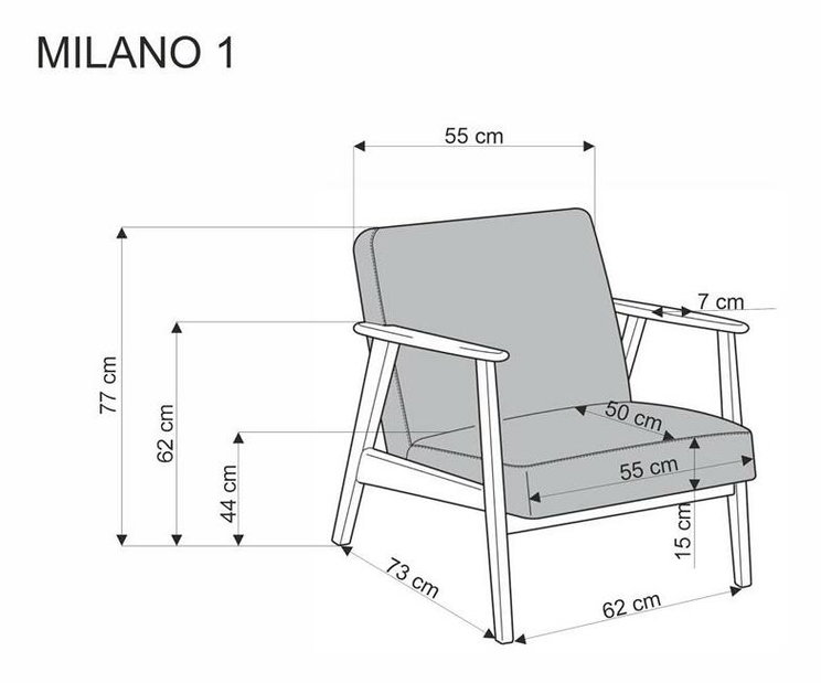 Dizajnové kreslo Milian 1 (svetlobéžová + orech tmavý)