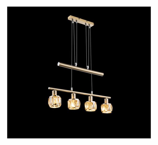 Závesné svietidlo Mero 54358-4Z (zlatá + jantár)