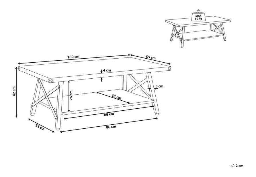 Masă de cafea Caralita (lemn închis)