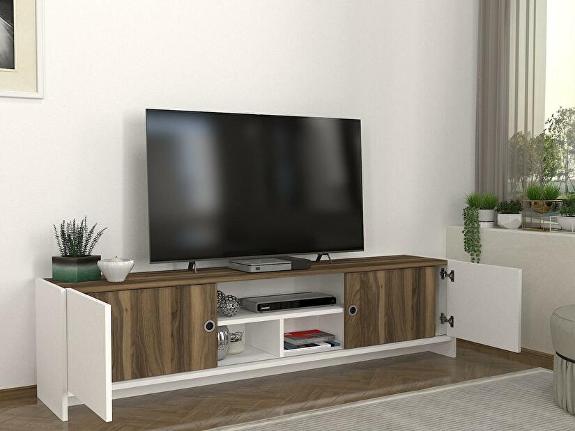 TV asztal/szekrény Pupuma (fehér + dió) 
