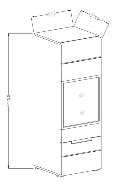 Vitrína Hayle Typ 05 (sivá + sivý vysoký lesk)