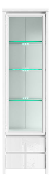 Vitrína BRW Kaspian REG1W2SL (L/P) (biela + lesk biely)