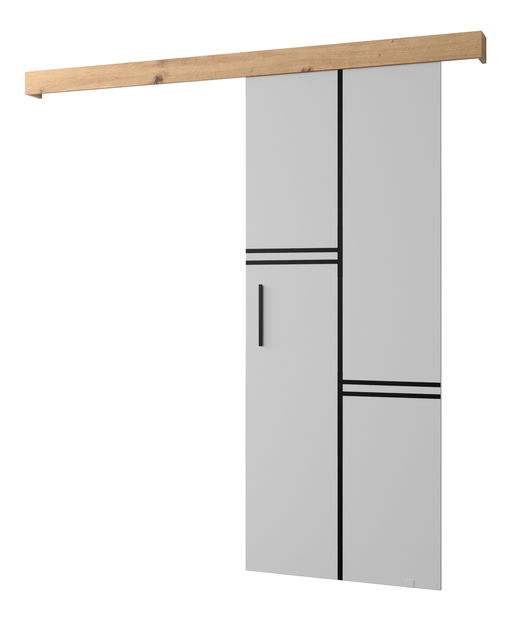 Uși culisante 90 cm Sharlene VIII (alb mat + stejar artisan + negru)