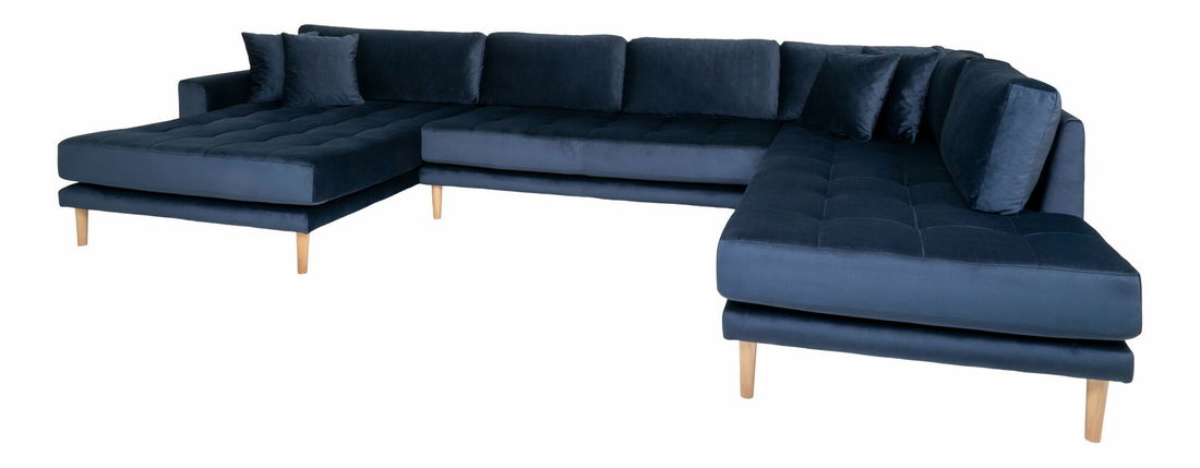 Rohová sedacia súprava v tvare U (L) Lvaveriaora U (tmavomodrá)