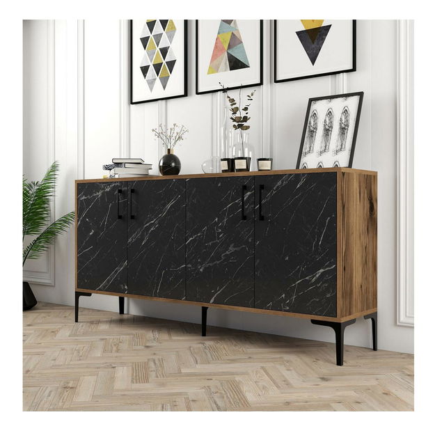 Szekrény Kim 160 (dió + fekete márvány)