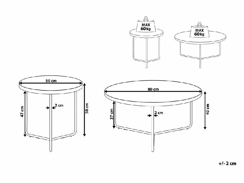 Set 2 buc măsuțe cafea Mintaka (gri) 