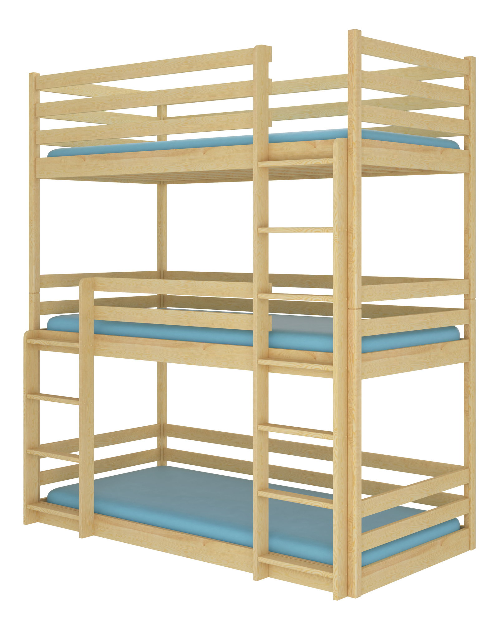 Dječji krevet na kat 200x90 cm Teodor (s podnicom i madracem) (bor)