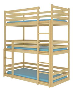 Dječji krevet na kat 200x90 cm Teodor (s podnicom i madracem) (bor)