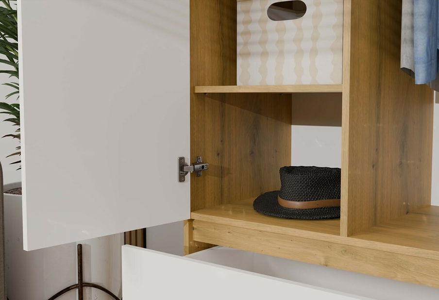 Šatníková skriňa Musecalo 1 (dub artisan + biela)