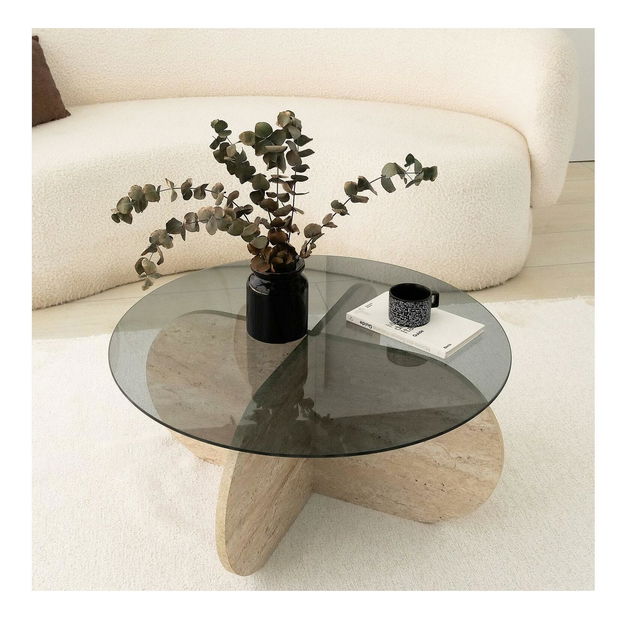 Dohányzóasztal Bubbly (travertin + füst)