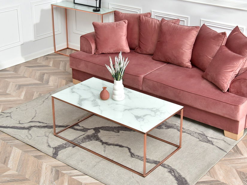 Stolić za kavu Bella Xl (bijeli mramor + bakar)