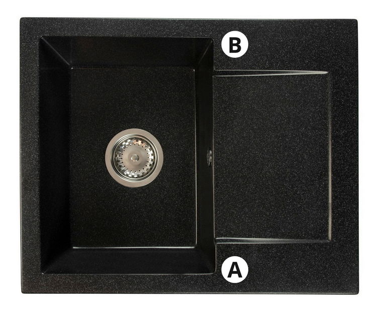 Chiuvetă de bucătărie Dalgam (negru) (cu 2 orificii pentru robinet) (D)