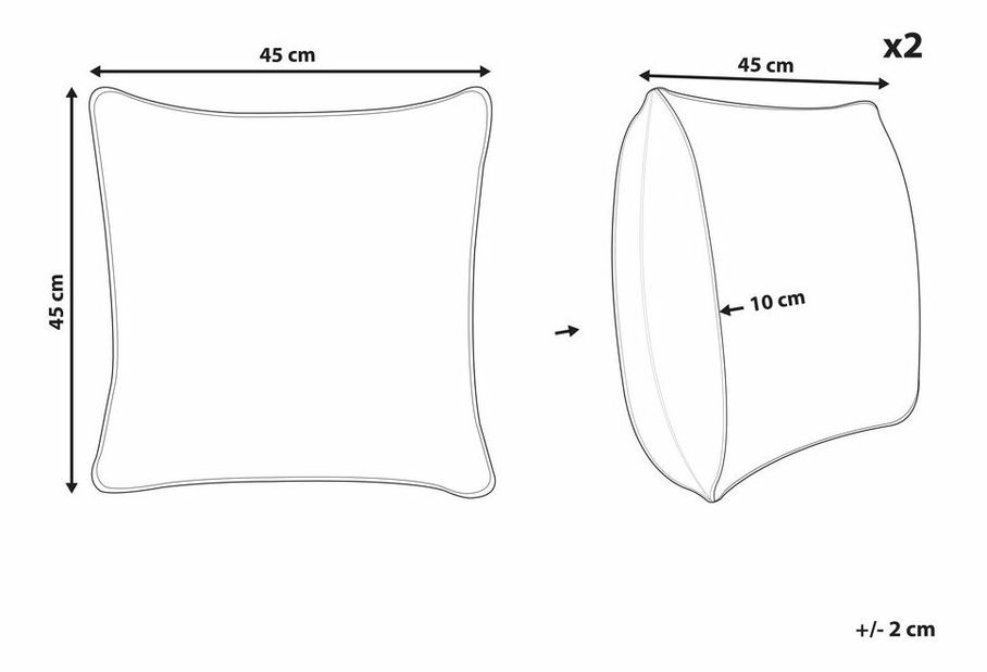 Sada 2 ozdobných vankúšov 45 x 45 cm Torra (viacfarebná)