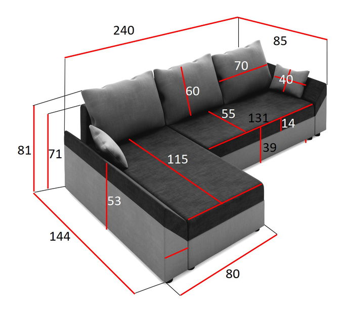 Kutna garnitura Destiny L (smeđa + tamnosmeđa) (L)