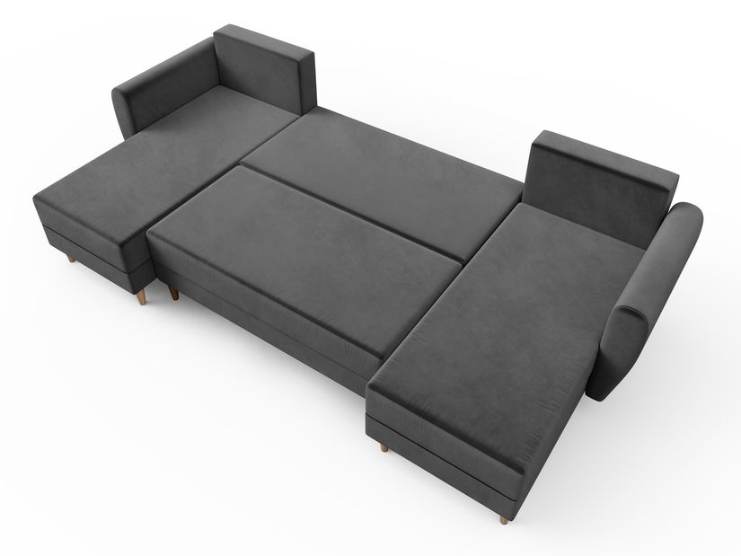 Kutna garnitura u obliku U Paladio (crna) (L)