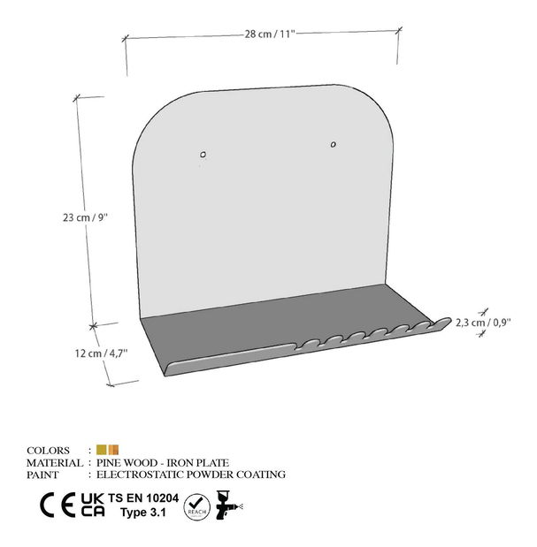 Fali polc Shortia 2 (arany)