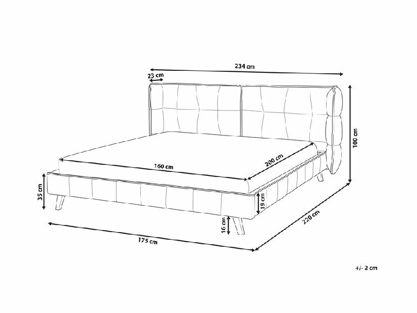 Bračni krevet 160 cm SENEL (s podnicom) (siva)