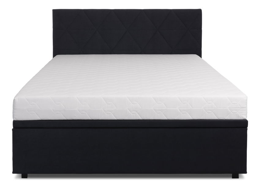 Franciaágy 160 cm Botones (fekete) (ágyráccsal) (tárolóhellyel)