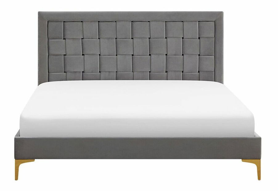 Manželská posteľ 140 cm LIMO (polyester) (šedá) (s roštom)