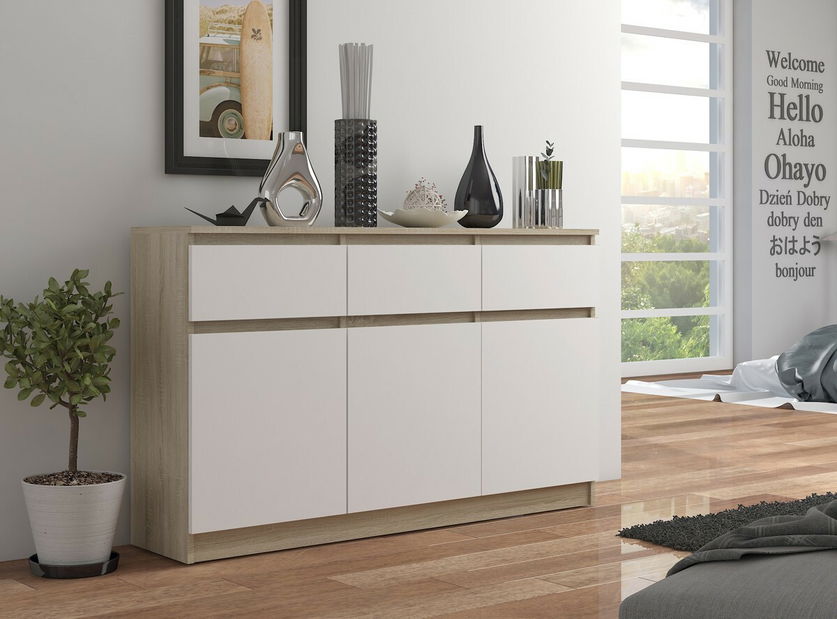 Komoda Kuwait 3D 3D (hrast sonoma + bijela)