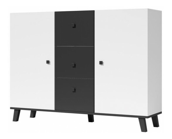 Komoda Milcombe M3 (biela + čierna)