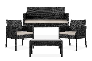 Set de mobilier pentru grădină 2+1+1 Devon (negru + bej)