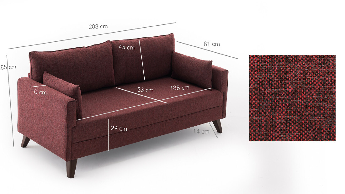 Sofa na razvlačenje Bellina (bordo)