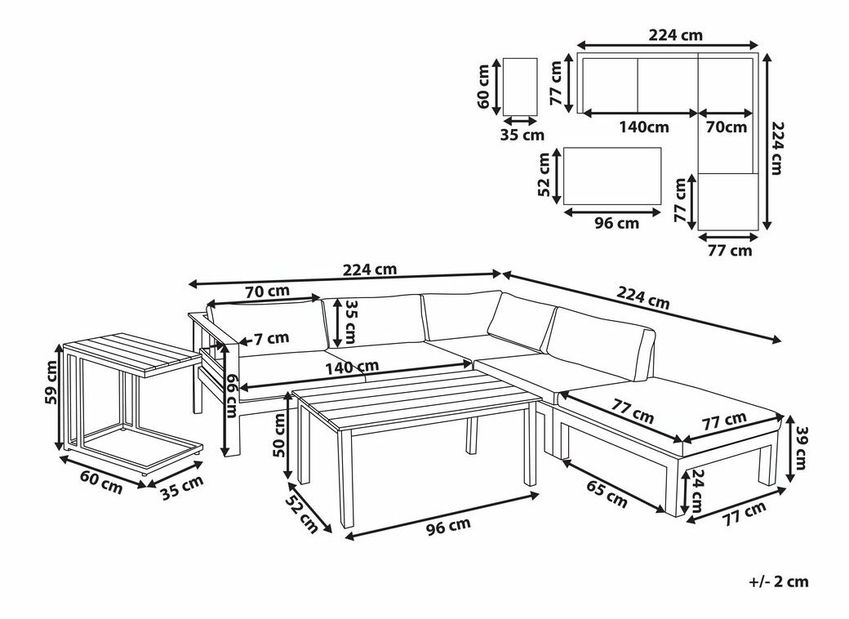 Záhradná zostava Mesza (biela + béžová)