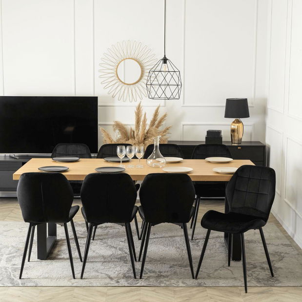 Jedálenský set Ecunumici 3 (dub zlatý + čierna) (pre 8 osôb)