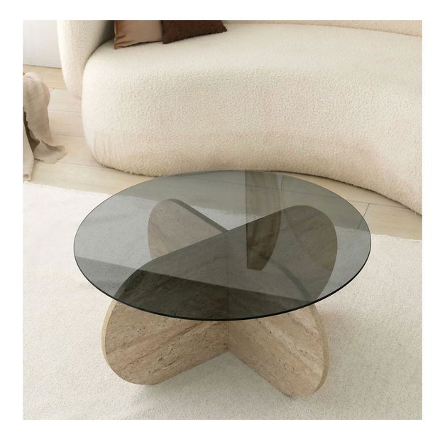 Dohányzóasztal Bubbly (travertin + füst)