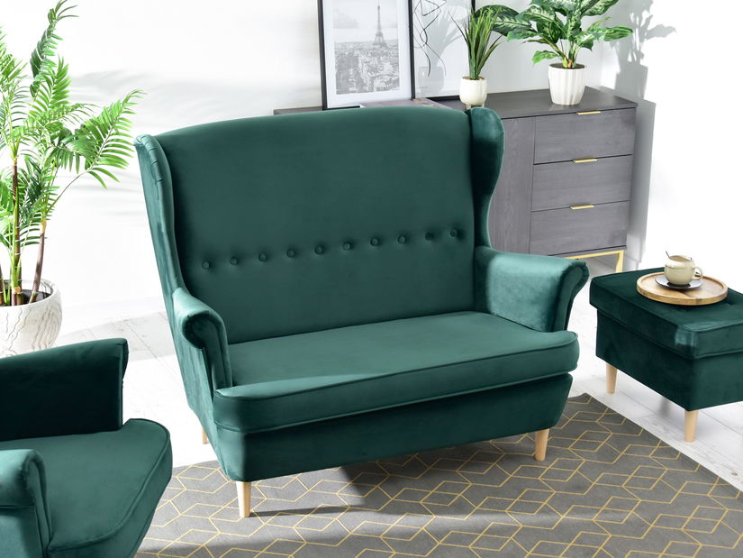 Pohovka dvojsedačka v tvare ušiak Muriera (zelená + čierna)