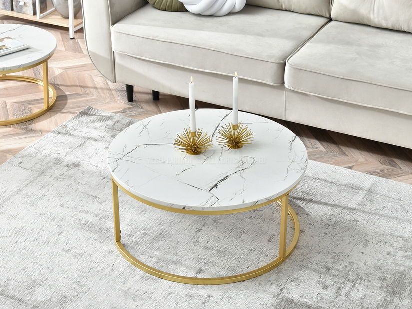 Măsuță de cafea Kolja Stolik Xl (alb + auriu)