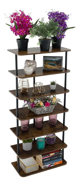 Regál Explotarla (tmavé drevo + čierna) 