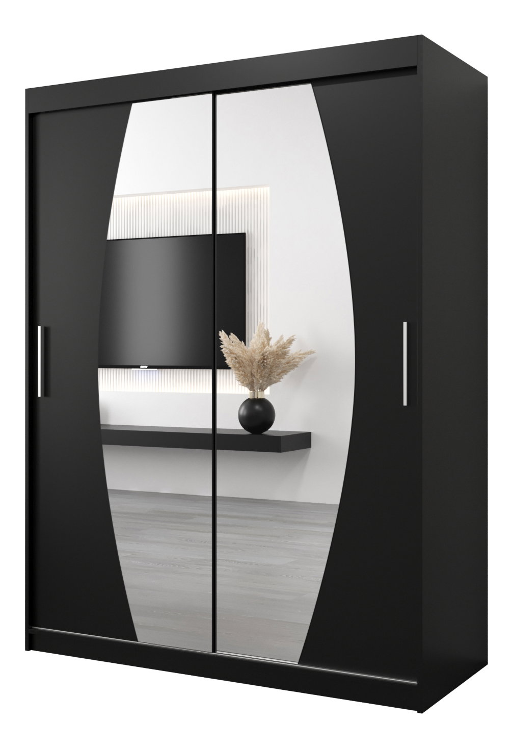 Ruhásszekrény 150 cm Eclipse (matt fekete + matt fekete)