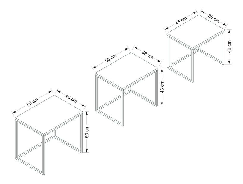 Set 3buc. măsuțe cafea Lokeku 2 (antracit)