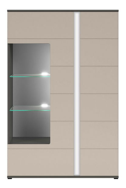 Vitrína BRW Graphic REG1W1D (sivý wolfrám + popol)