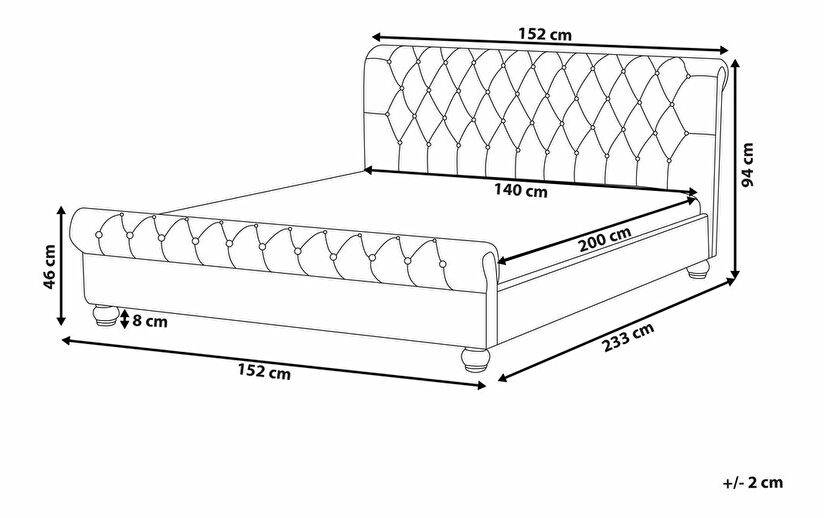 Manželská posteľ 140 cm ARCHON (s roštom) (sivá)