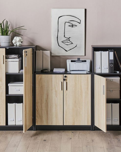 Dulap Zirkone (Negru + lemn deschis) 