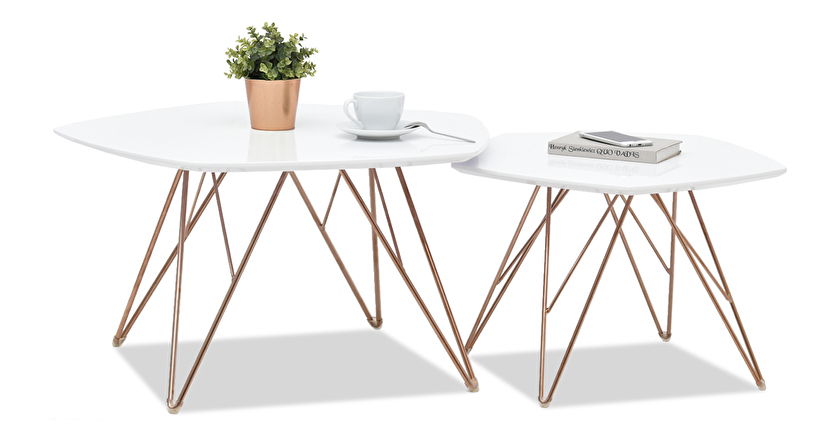 Măsuță de cafea Petal Zest Xl2 (alb + cupru)