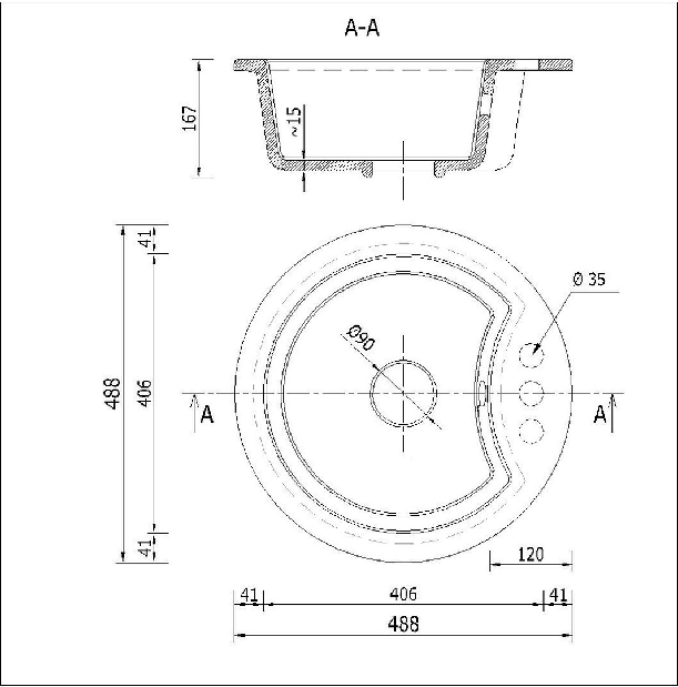 Chiuvetă de bucătărie Mellusa (gri) (cu 3 orificii pentru robinet)