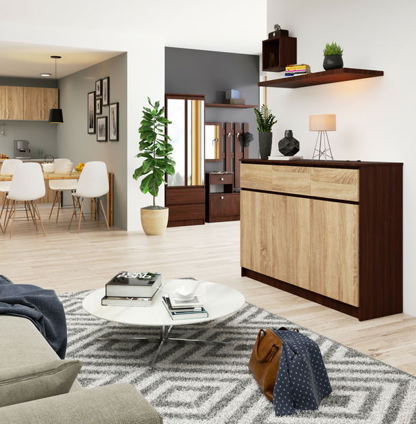 Comodă Keanu VI (wenge + stejar sonoma)