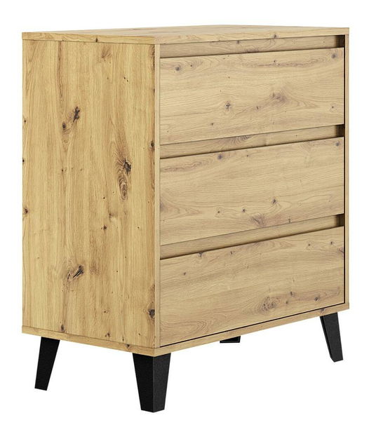 Komoda Brisas 2 (hrast artisan + crna) 