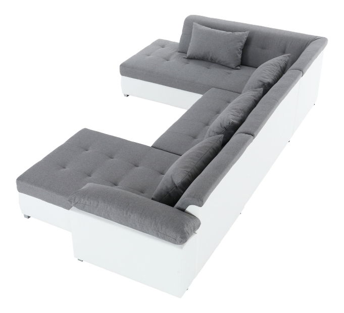 Rohová sedačka U Lenona U (biela + svetlosivá) (L)