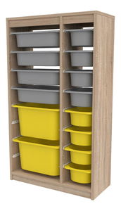 Organizator za igračke Dremonka 6 (hrast sonoma + siva + žuta)